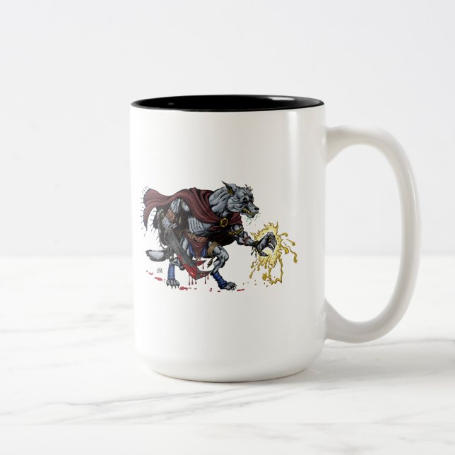Caneca do lutador do homem-lobo da fantasia (Direita)