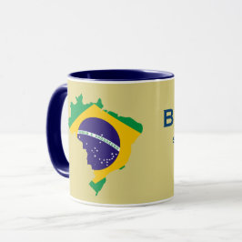 Caneca do mapa da bandeira de Brasil