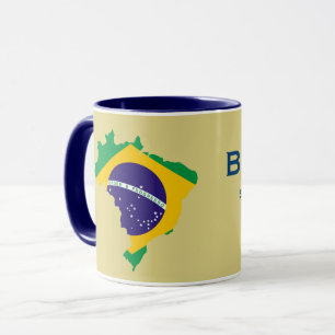 Caneca do mapa da bandeira de Brasil