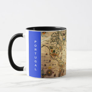 Caneca do mapa da exploração de Portugal