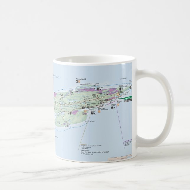 Caneca do mapa de Royale da ilha (Michigan) (Direita)