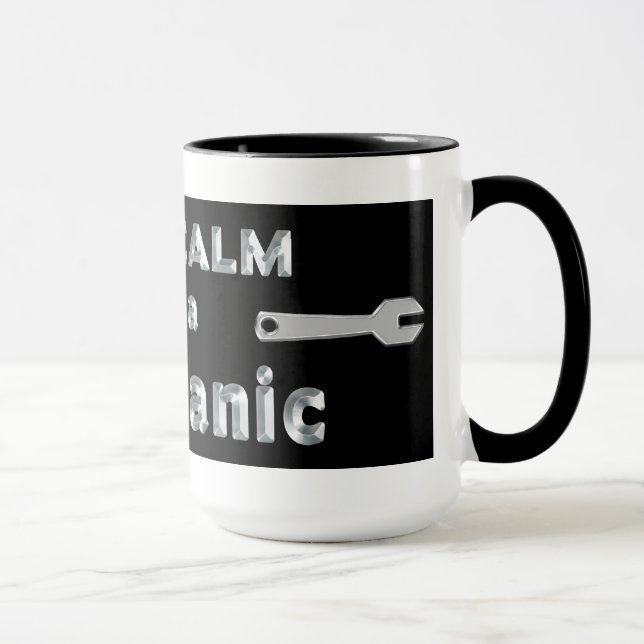 CANECA DO MECÂNICO - MANTENHA CALMO - PRETO E (Direita)