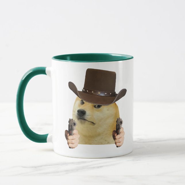 Caneca do Meme Engraçado do Cachorro Cowboy com Ar (Esquerda)