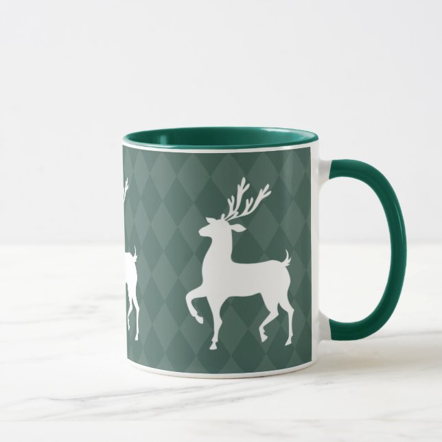 Caneca do Natal da rena do verde de caçador (Direita)