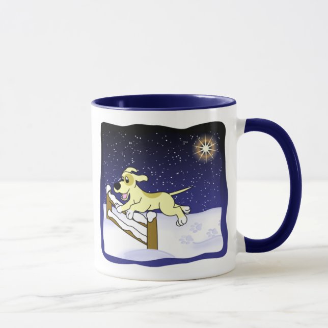 Caneca do Natal do cão da agilidade dos desenhos (Direita)