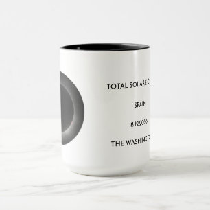 Caneca do Nome da Data do Local do Eclipse Solar T