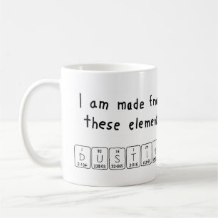 Caneca do nome da mesa periódica de Dustin
