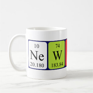 Caneca do nome da mesa periódica de Newton