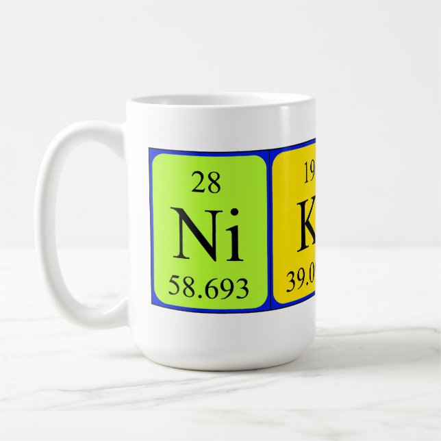 Caneca do nome da mesa periódica de Nikita (Esquerda)