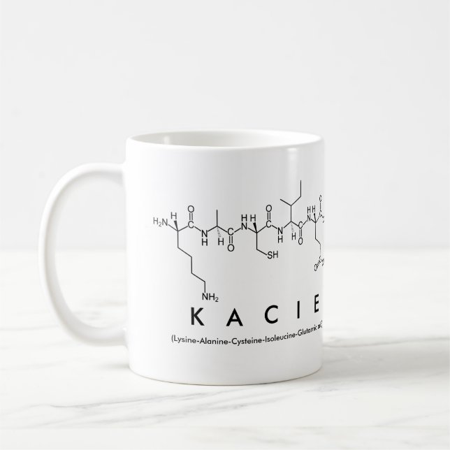 Caneca do nome do peptide de Kacie (Esquerda)