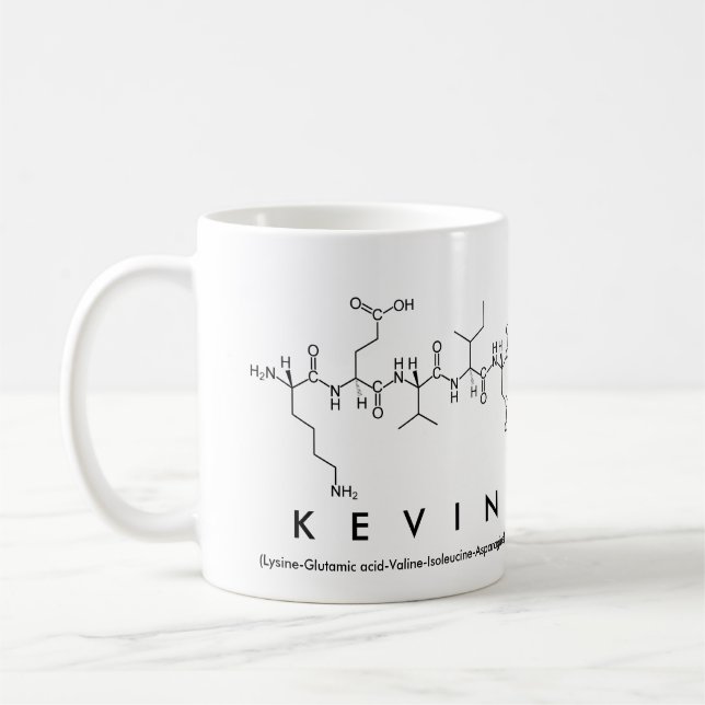 Caneca do nome do peptide de Kevin (Esquerda)