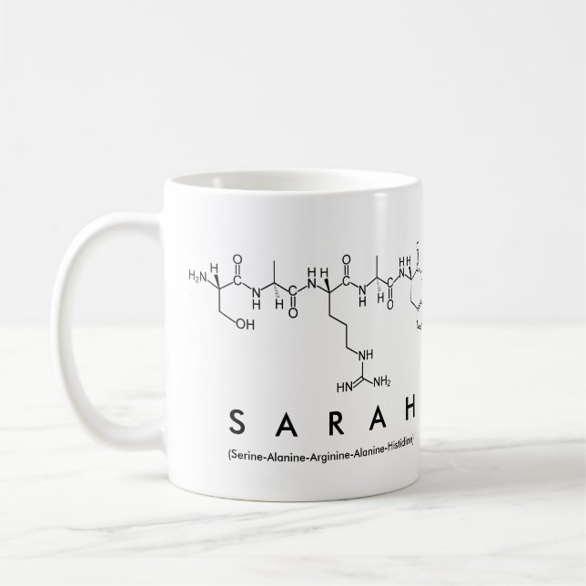 Caneca do nome do peptide de Sarah (Esquerda)