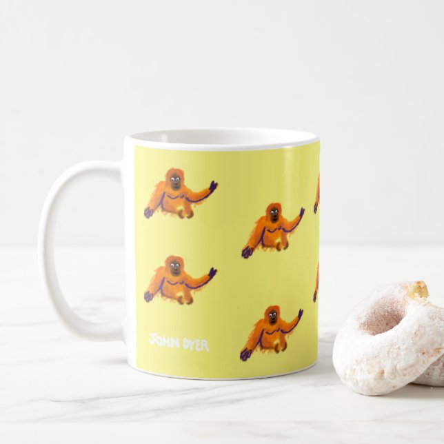 Caneca do orangotango do amarelo do estilo do (Com Donut)