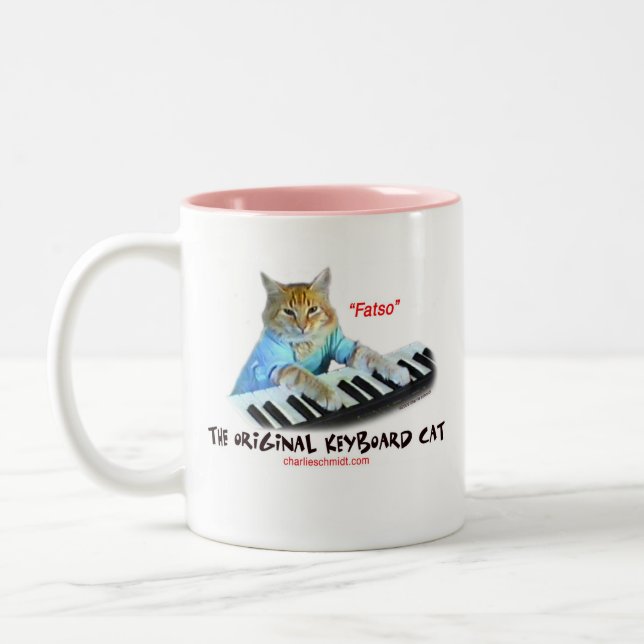 Caneca do original do gato do teclado (Esquerda)