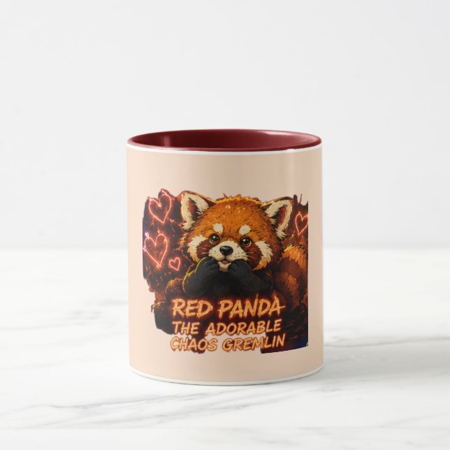 Caneca do Panda Vermelho “Adorável Duende do Caos” (Centro)