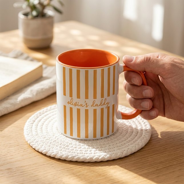 Caneca do Papai Personalizada Listrada Nomes dos F (Criador carregado)