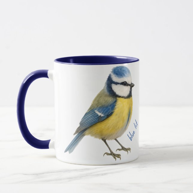 Caneca do Pássaro Azul Tit Presente Amante da Natu (Esquerda)