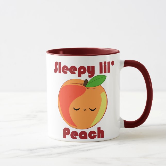 Caneca do pêssego de Kawaii Lil sonolento' (Direita)
