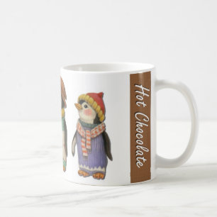 Caneca do pinguim do chocolate quente
