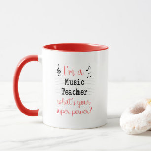 Caneca do poder super de professor de música
