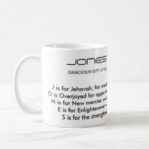 Caneca do poema do nome de família de Jones