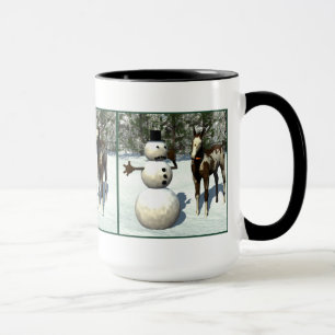 Caneca do potro e do boneco de neve