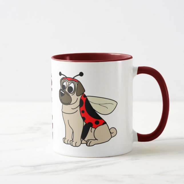 Caneca do Pug do amor dos desenhos animados (Direita)