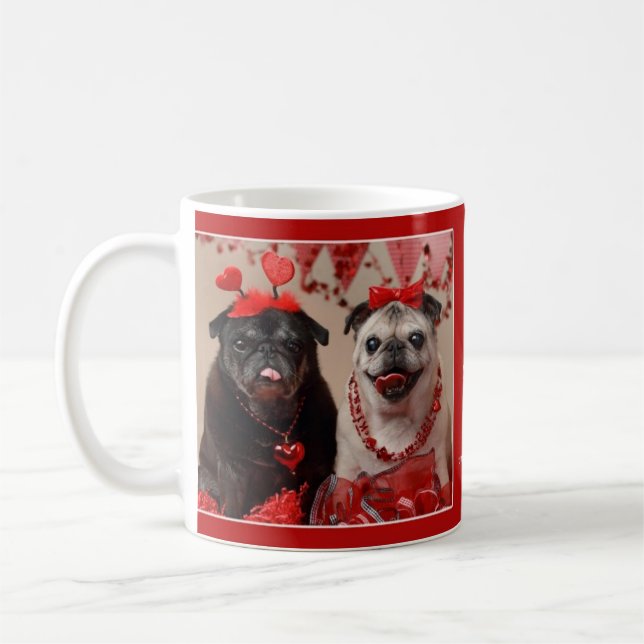 Caneca do Pug e do Pug dos namorados dos beijos (Esquerda)