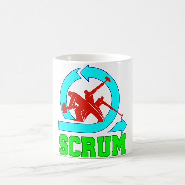 Caneca do scrum - trabalhadores e o símbolo ágil (Centro)