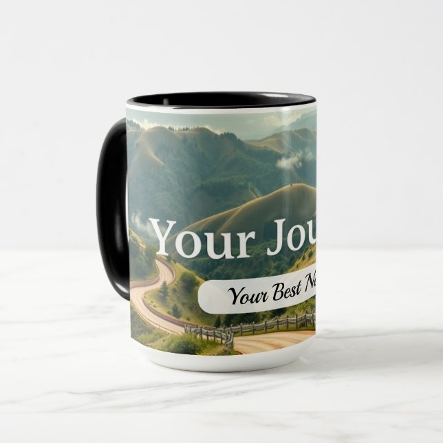 Caneca do Seu Caminho de Jornada Personalizada (Frente Esquerda)