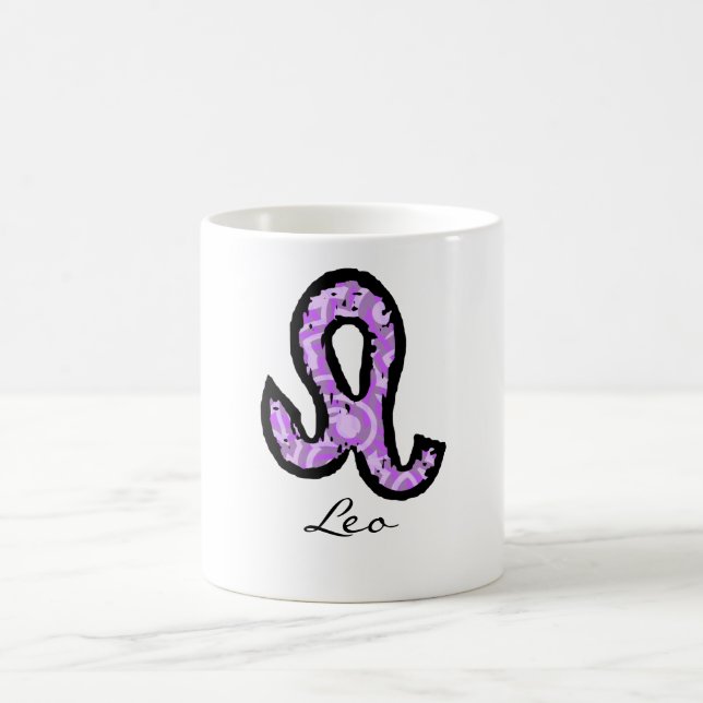 Caneca do símbolo de Leo (estilo 1_purple) (Centro)
