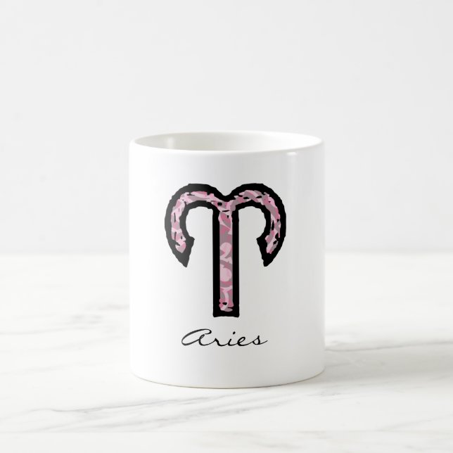 Caneca do símbolo do Aries (estilo 1_pink) (Centro)