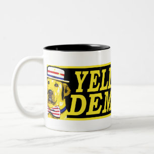 Caneca do sinal de Democrata do cão amarelo