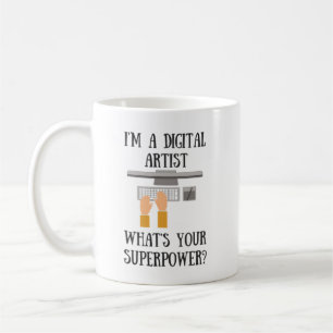 Caneca do super-herói da superpotência do artista