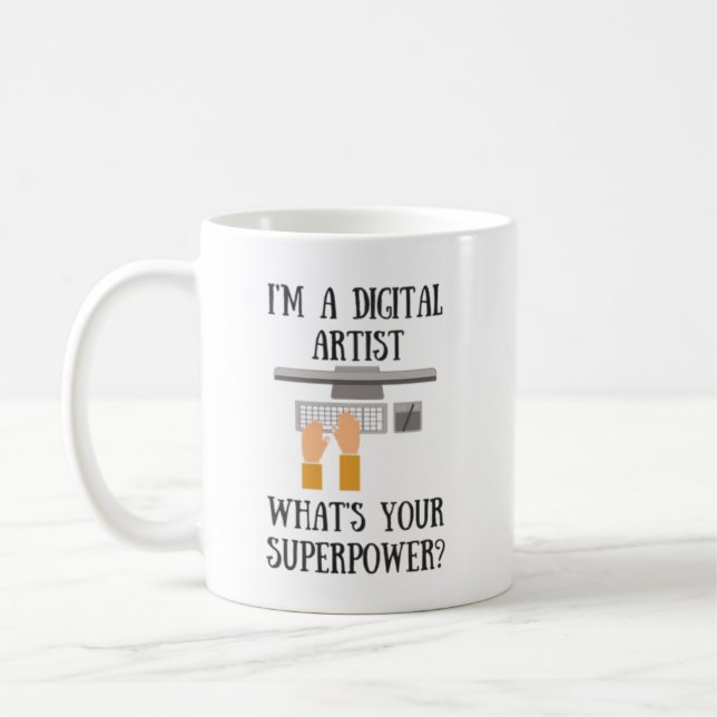 Caneca do super-herói da superpotência do artista (Esquerda)