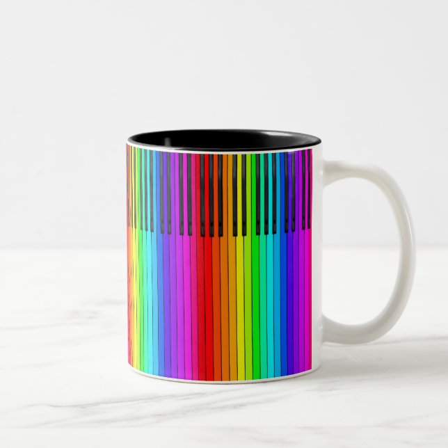 Caneca do teclado de piano do arco-íris (Direita)