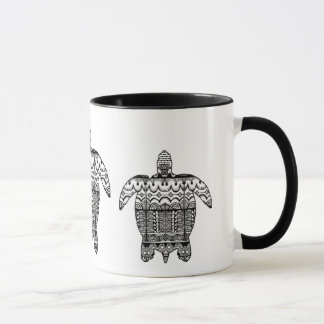 Caneca do teste padrão da tartaruga de mar
