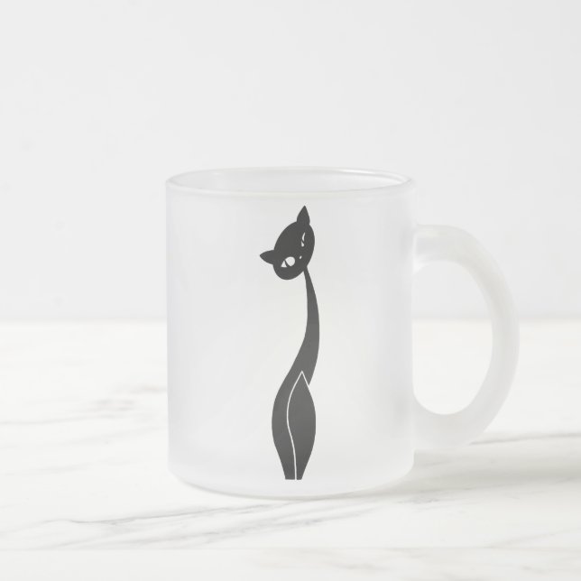 Caneca do vidro de fosco do gato preto (Direita)