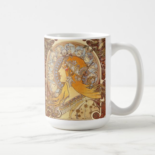 Caneca do zodíaco de Nouveau Alphonse Mucha da (Direita)