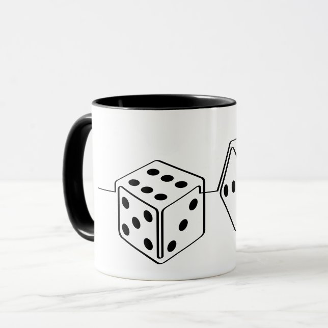 Caneca Dobbelsteen, dobbelstenen. Gokken, kansspel, geld (Frente Esquerda)