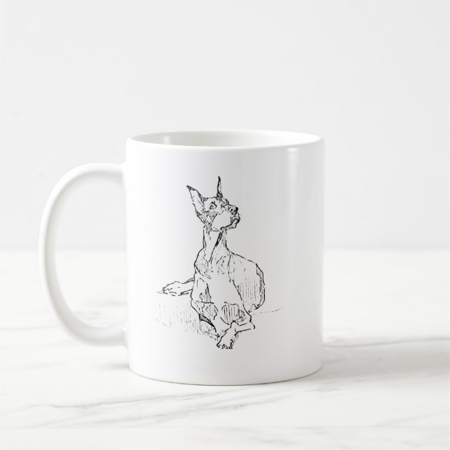 Caneca Doberman – Caneca de Café Minimalista para  (Esquerda)