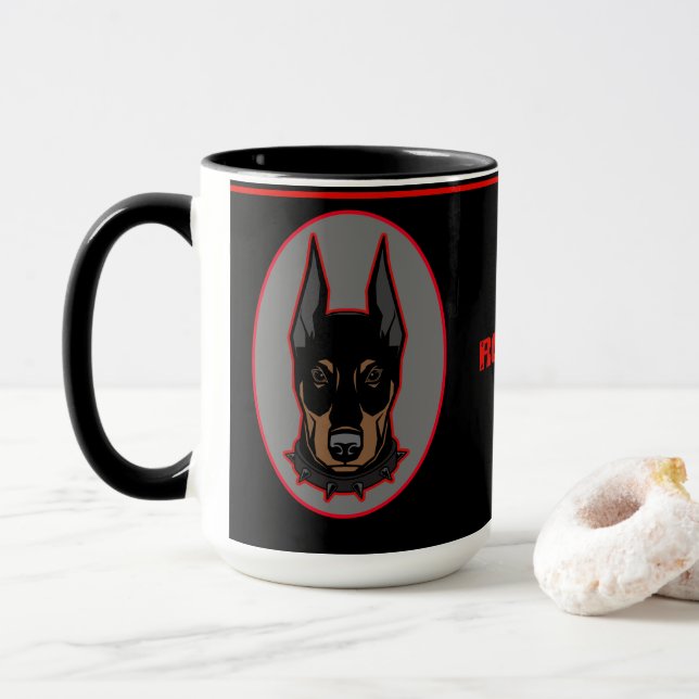 Caneca Doberman Name Café Gift Café Mug Café (Com Donut)