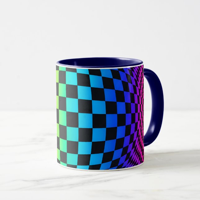 Caneca Dobra Xadrez Arco-Íris (Frente Esquerda)