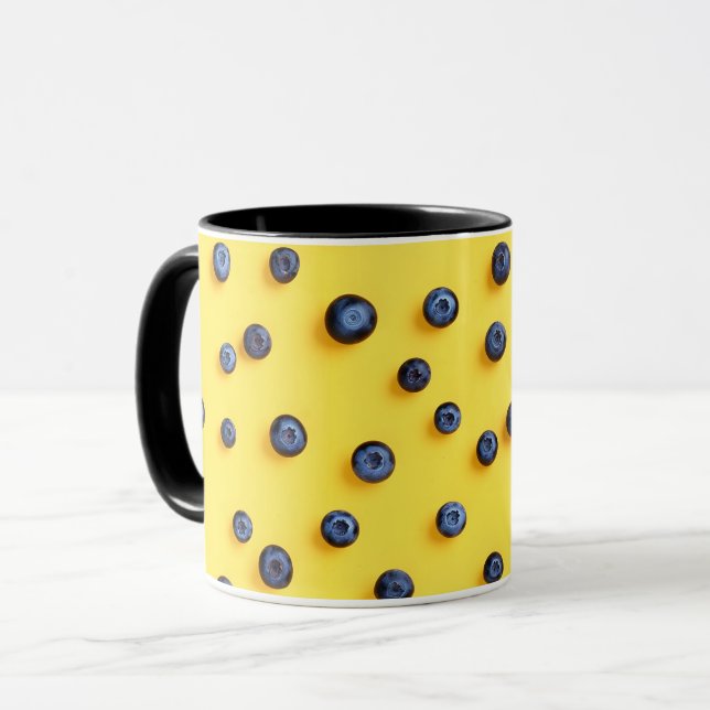 Caneca Doce Comida Frutífera Cartoon Fofa Padrão Mirtilo  (Frente Esquerda)
