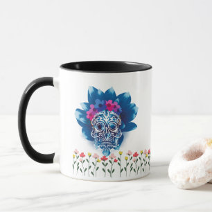 Caneca Doce crânio Psicopático e texto separado numa