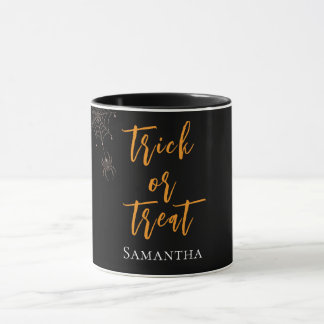 Caneca Doce ou Travessura Teia de Aranha Nome Personaliza
