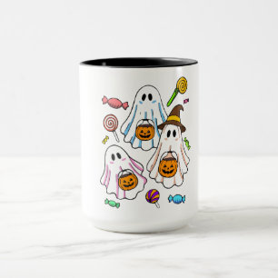 Caneca Doces Fantasmas Assustadores de Halloween & Truque