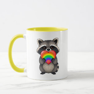 Caneca Doces Raccoon Personalizado com Arco-Íris