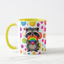 Caneca Doces Raccoon Personalizado com Arco-Íris