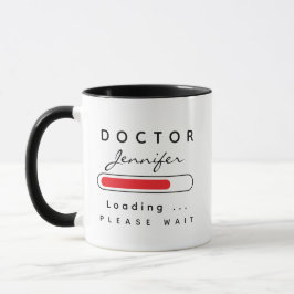 Caneca DOCTOR [Nome] Carregando preto vermelho e branco